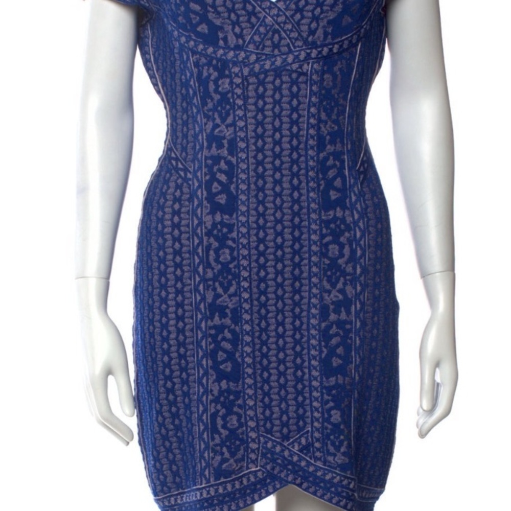 Herve Leger Blue and White Mini Dress - Picture 6 of 6